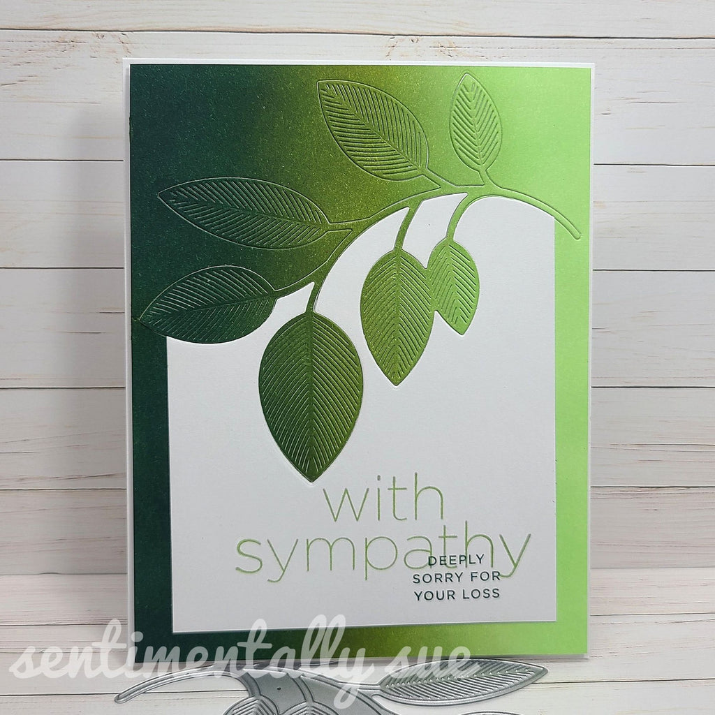 Simon Says Stamp Whirl Bay Leaves Wafer Die s945 DieCember Sympathy Card | color-code:ALT09