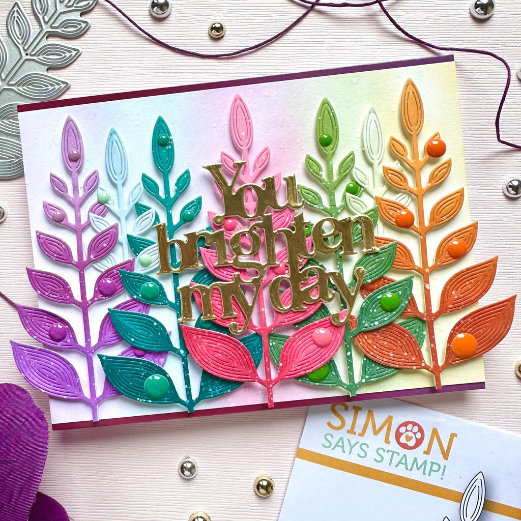 Simon Says Stamp Whirl Fancy Leaf Wafer Die s953 Diecember Friend Card