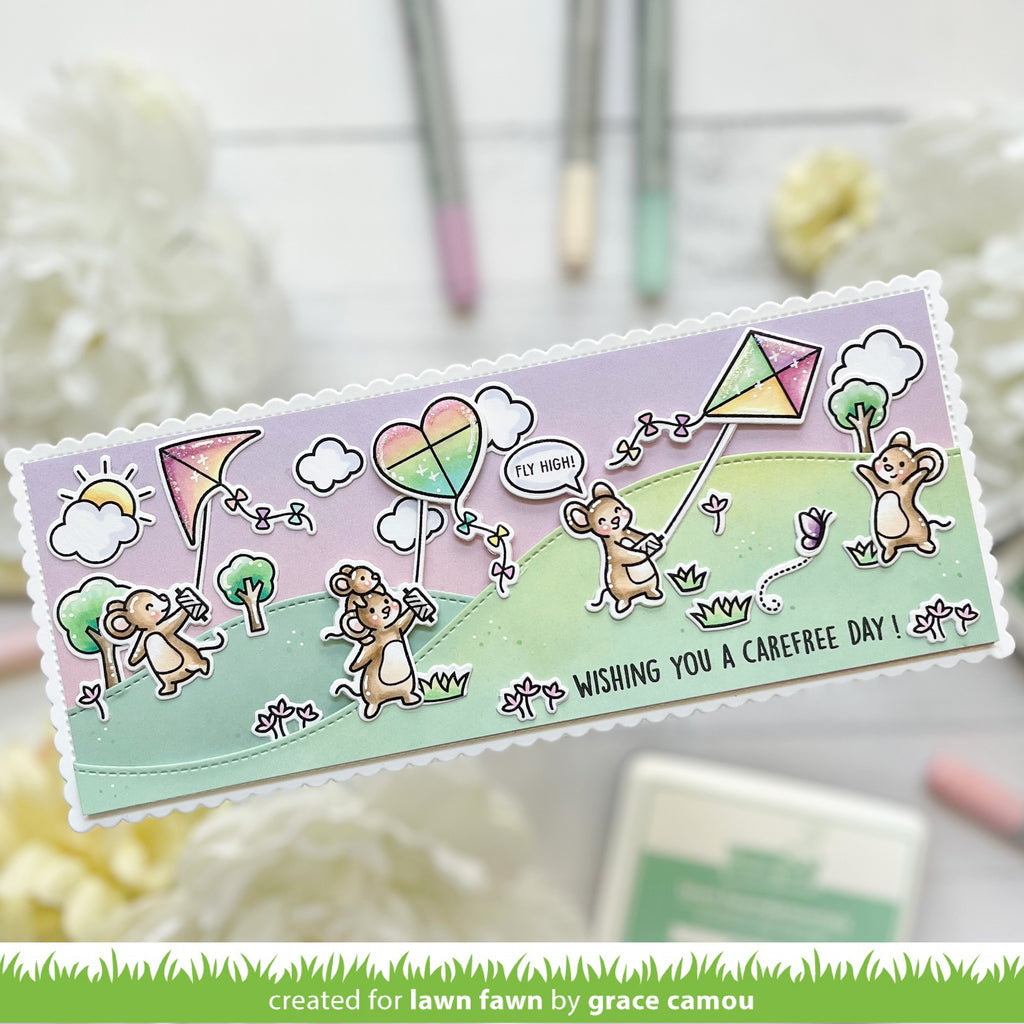 Lawn Fawn Whoosh, Kites! Clear Stamps and Dies Set Carefree Day