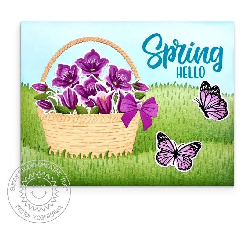 Sunny Studio Mini Grass Border Craft Dies ssdie-367 hello spring