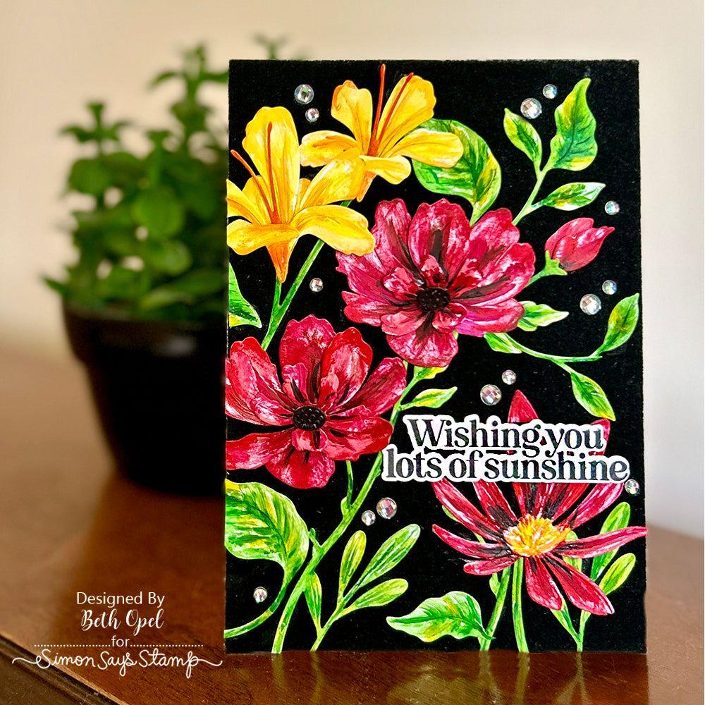 Simon Says Stamp Embossing Folder and Cutting Dies Wild Blossom sfd394 Sunny Vibes Lots of Sunshine Card