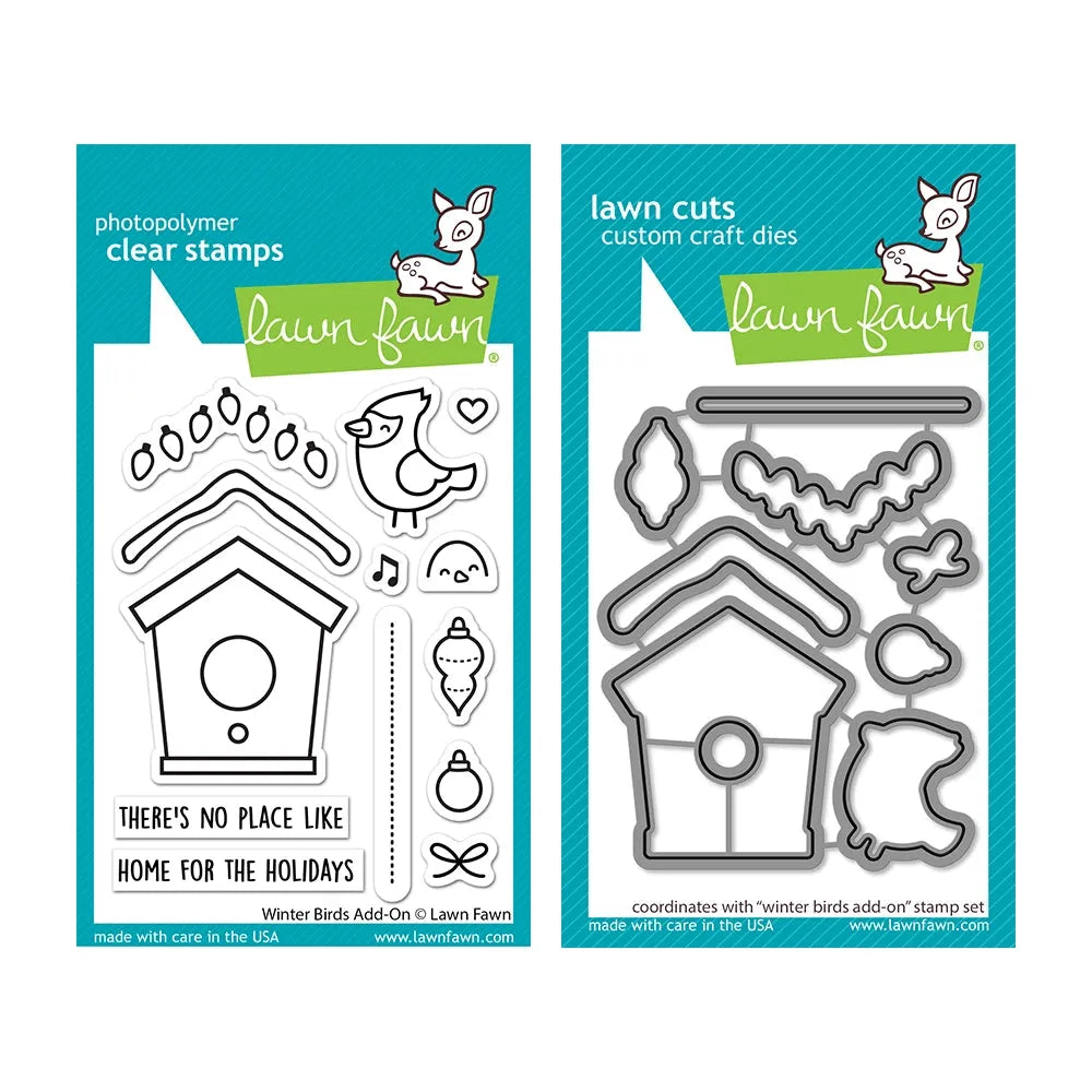 Lawn Fawn Set Winter Birds Add-Ons Clear Stamps and Dies