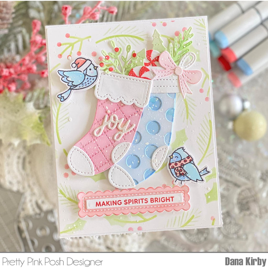 Pretty Pink Posh Build A Stocking Dies cute birds