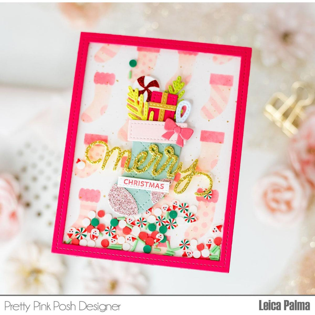 Pretty Pink Posh Layered Stockings Stencils merry christmas