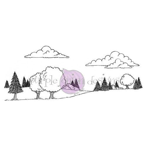 Purple Onion Designs Woodland Horizon Unmounted Cling Stamp pod1383