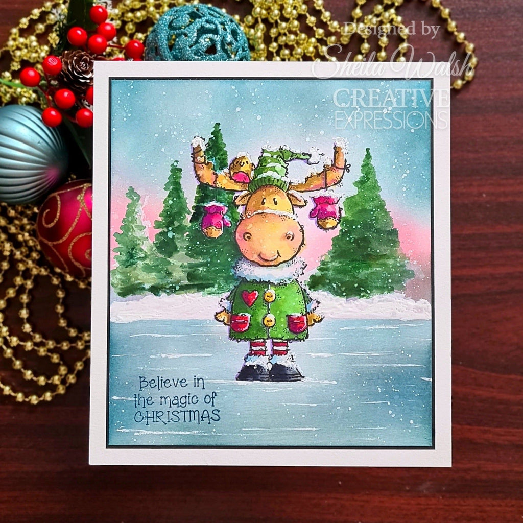 Woodware Craft Collection Maurice Moose Clear Stamps frs1053 believe