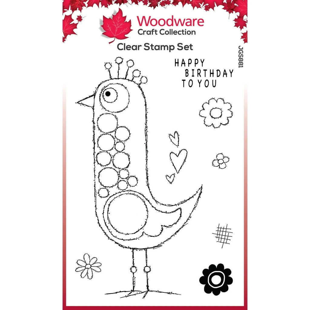 Woodware Craft Collection Bubble Birds Lina Stamps jgs881
