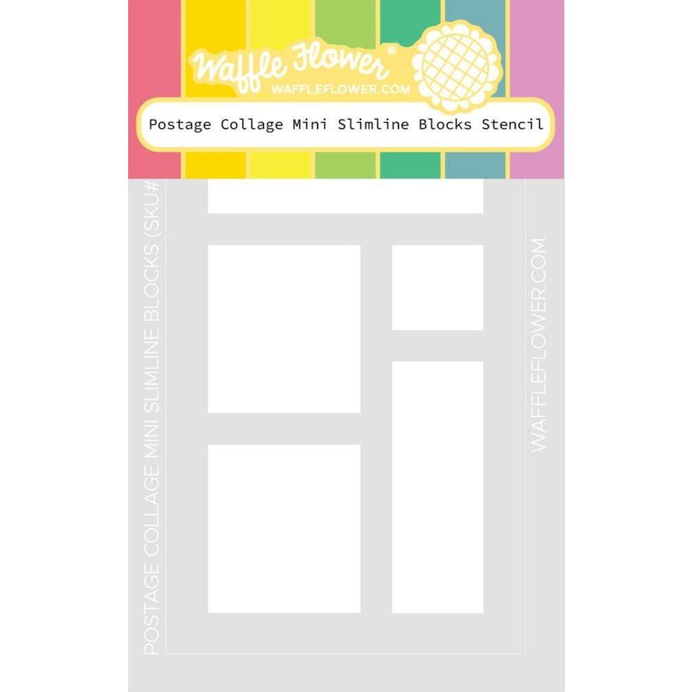 Waffle Flower Postage Collage Mini Slimline Block Stencil 421589