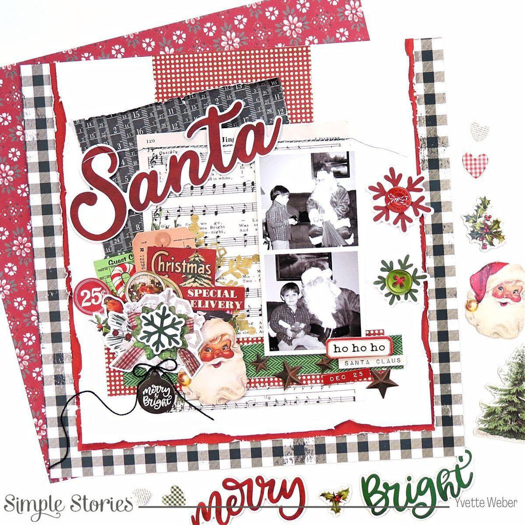 Simple Stories Vintage Dear Santa 12 x 12 Basics Kit 20815 Santa Merry And Bright Layout