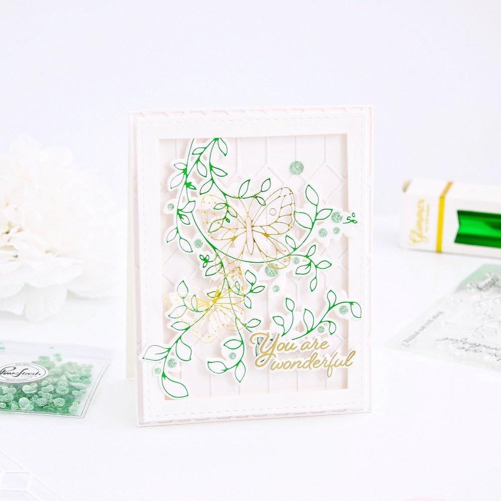 PinkFresh Studio Delicate Foliage Stencil Set 197123 You Are Wonderful Clean And Simple Inspiration Card | color-code:ALT01