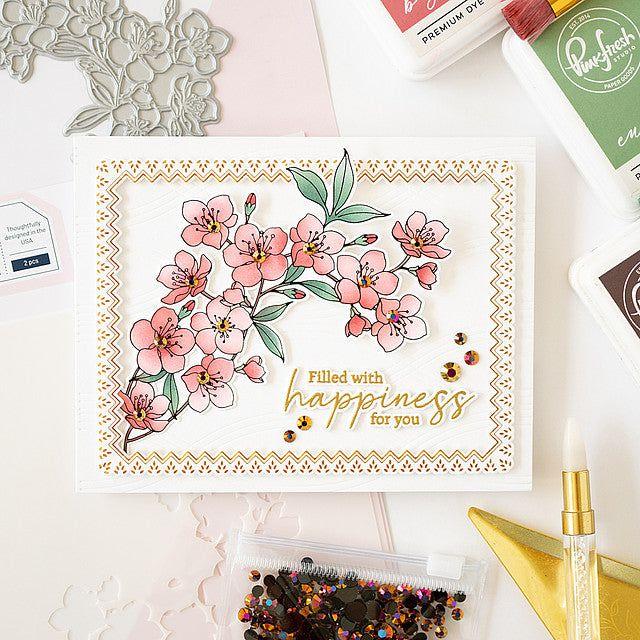 Pinkfresh Studio Beautiful Branch Stencils 247324 Floral Encouragement Card