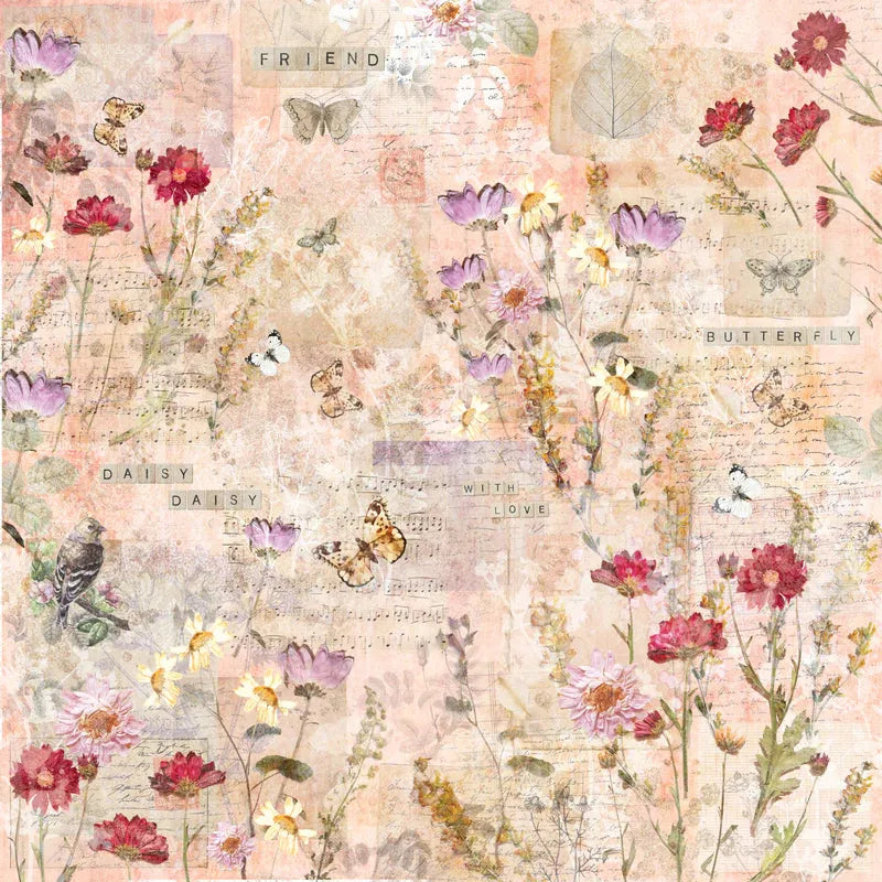 Crafter’s Companion Floral Scrapbook 12 x 12 Paper Pad cc-pad12-flsc Vintage Botanical Collage