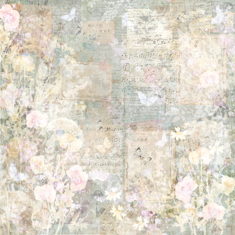 Crafter’s Companion Floral Scrapbook 12 x 12 Paper Pad cc-pad12-flsc Faded Floral Collage