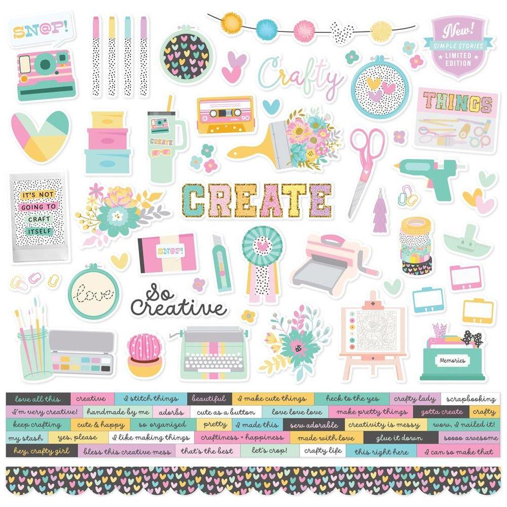 Simple Stories Crafty Things 12 x 12 Collection Kit 22500 Cardstock Stickers