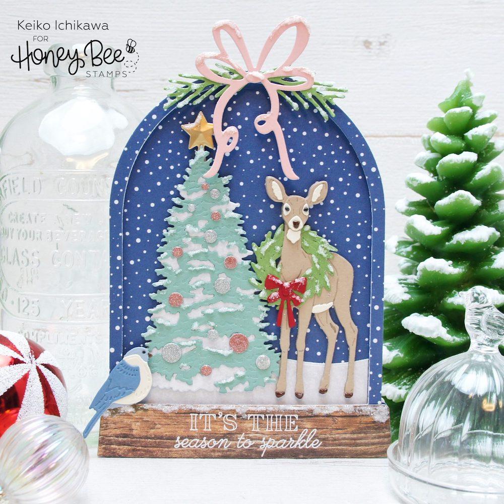 Honey Bee Christmas Market Cart Add On Dies hbds-crsmkt Snow Globe Shaped Card | color-code:ALT03