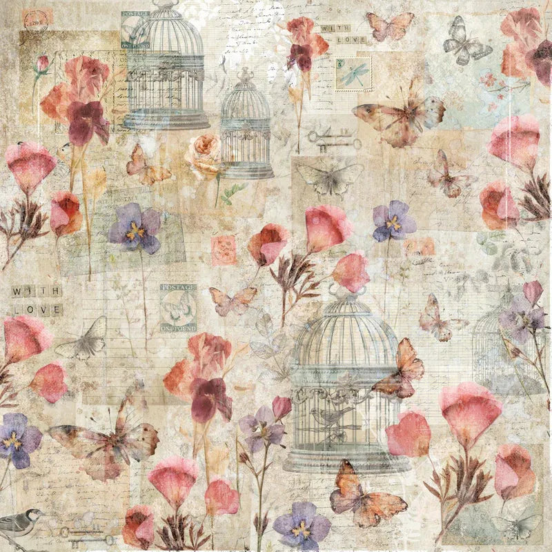 Crafter’s Companion Floral Scrapbook 12 x 12 Paper Pad cc-pad12-flsc Vintage Floral Birdcages