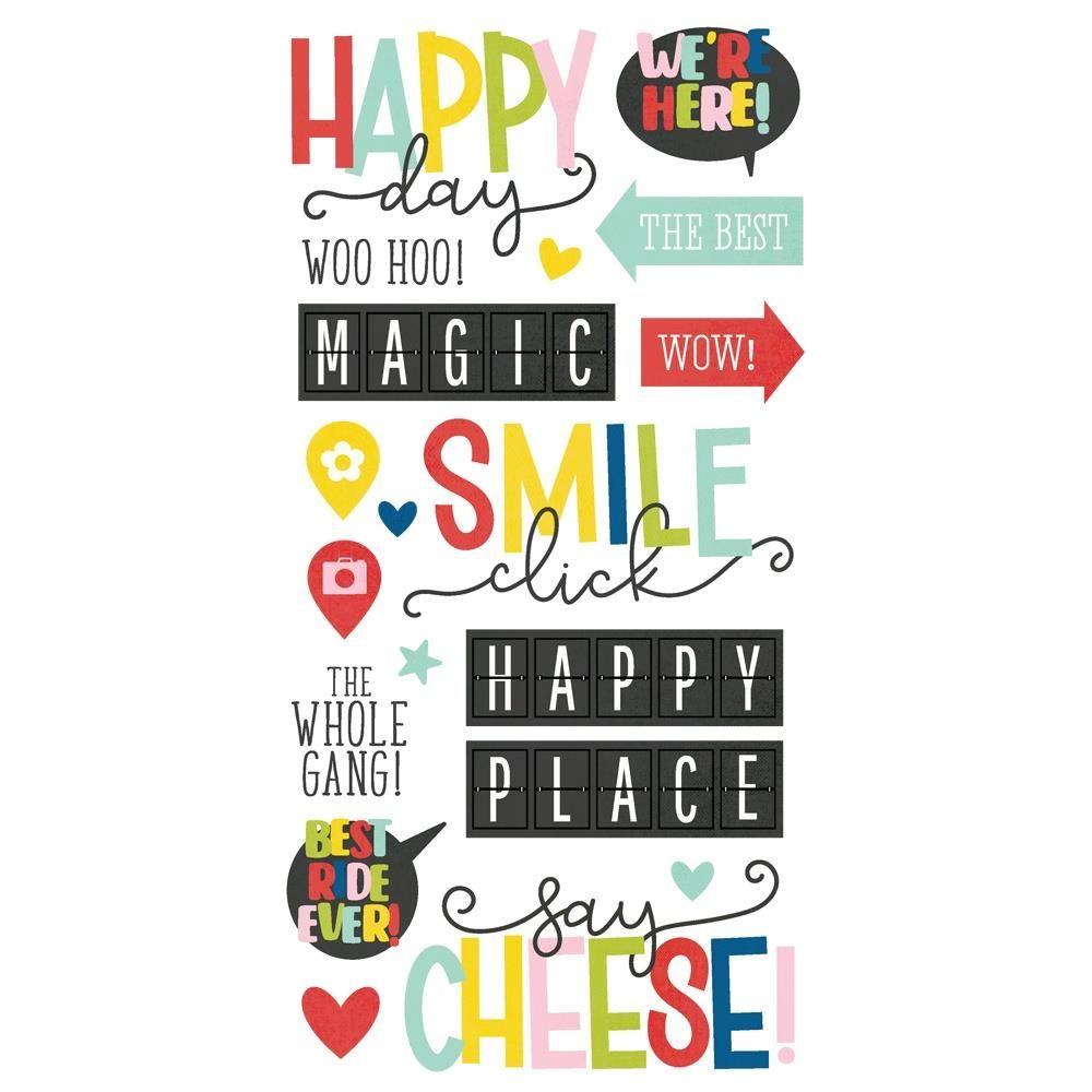 Simple Stories Say Cheese Magic Foam Stickers 22423 Theme Park Sentiments