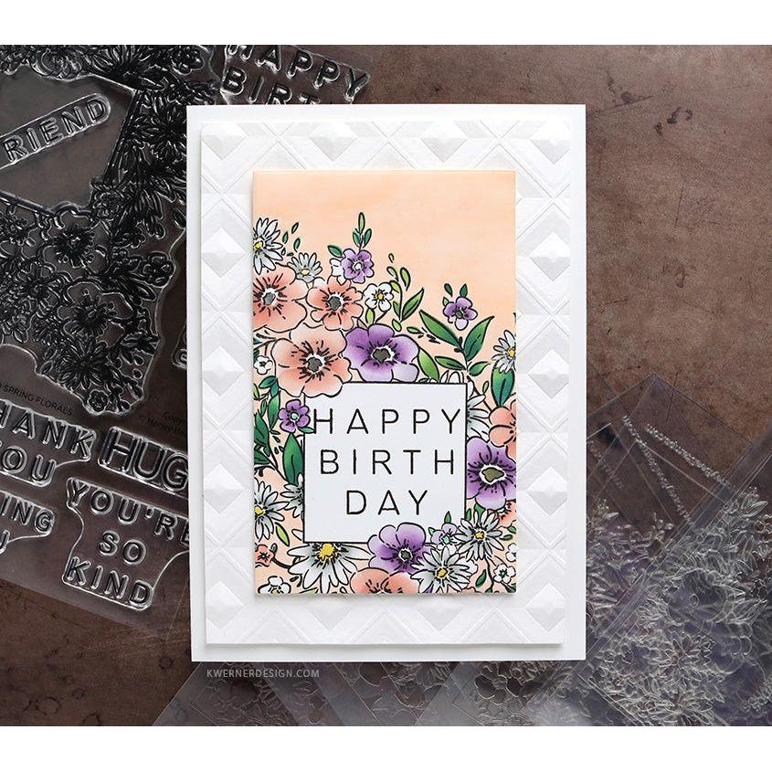 Honey Bee Squared Spring Florals Clear Stamps hbst-543 Floral Happy Birthday Card | color-code:ALT01