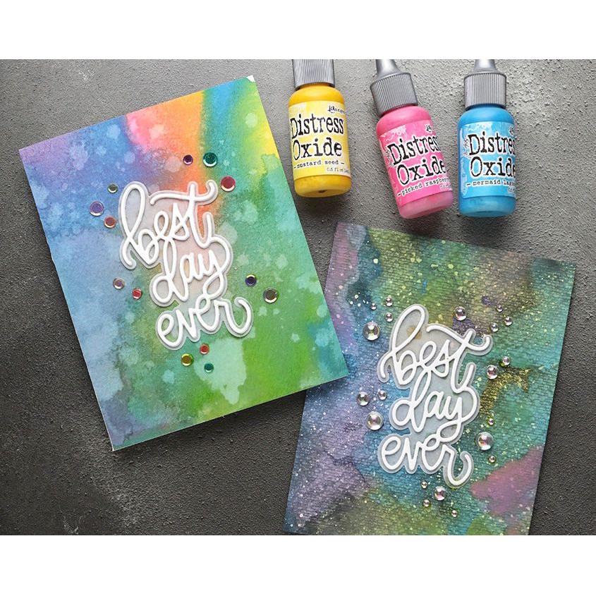 Tim Holtz Distress Mermaid Lagoon Oxide Ink Pad And Reinker Bundle Ranger Best Day Ever Card | color-code:ALT01