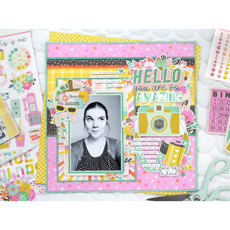 Simple Stories True Colors Journal Bits And Pieces 21819 You’re Amazing Layout