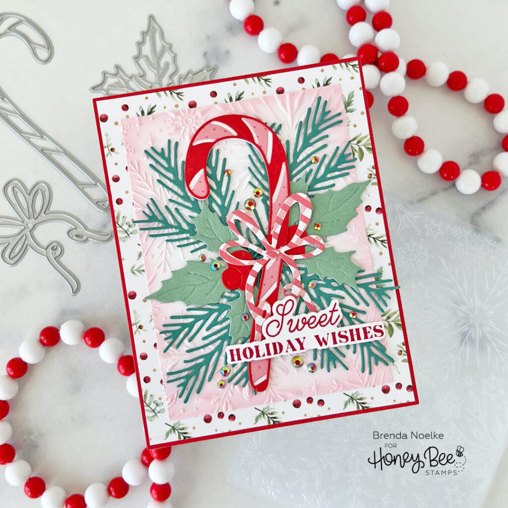 Honey Bee Pinstripes And Polka Dots Holiday 6 x 8.5 Paper Pad hbpa-049 Candy Cane Wishes Card | color-code:ALT02