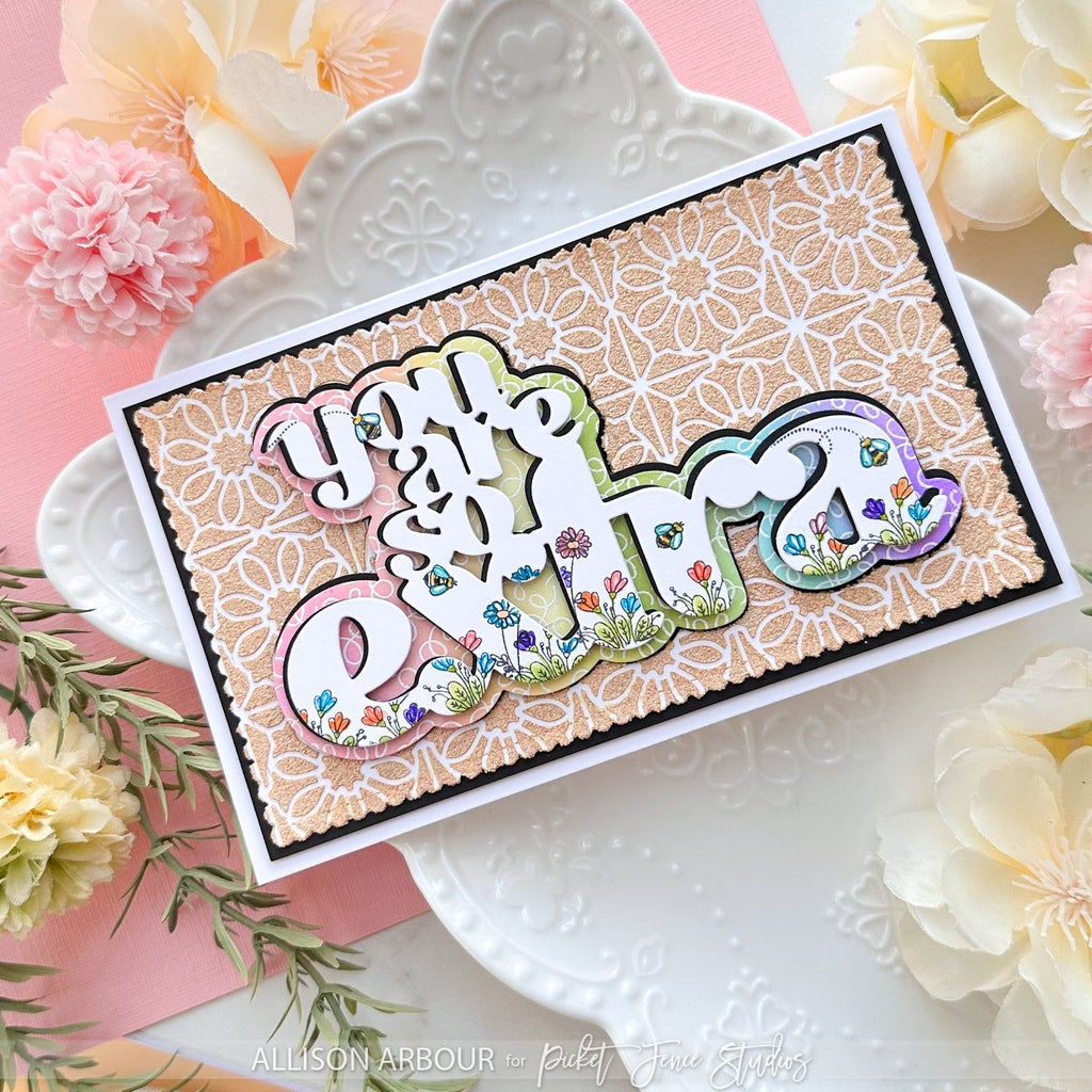 Picket Fence Studios You are so Extra Word Dies pfsd-372 flowers