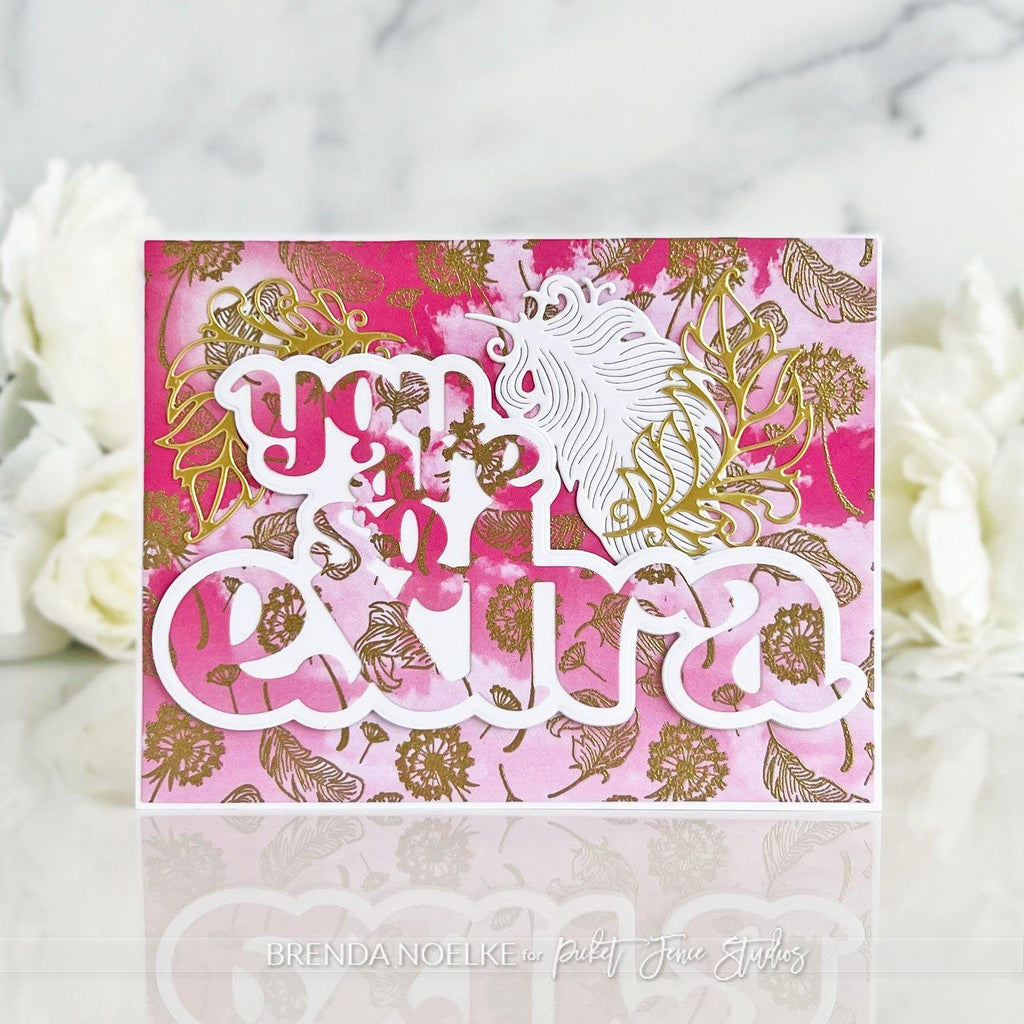 Picket Fence Studios You are so Extra Word Dies pfsd-372 feathers