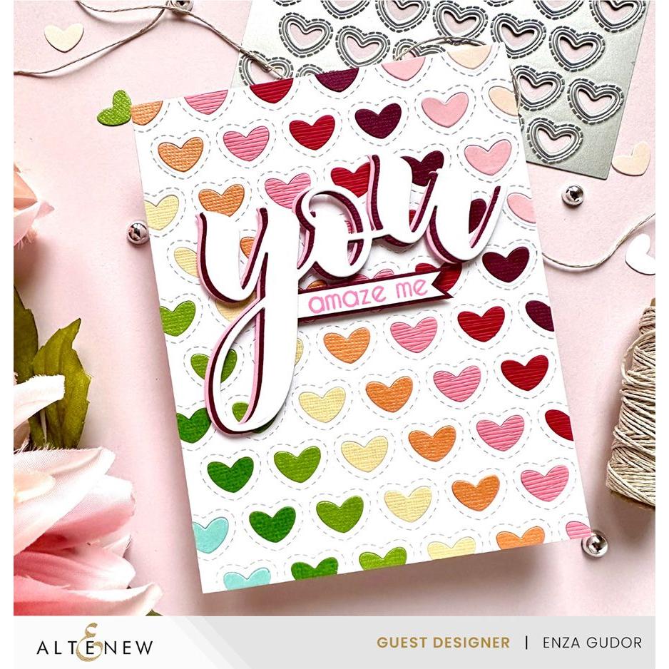 Altenew Zero-Waste: Hearts Aplenty Die alt8839 rainbow hearts