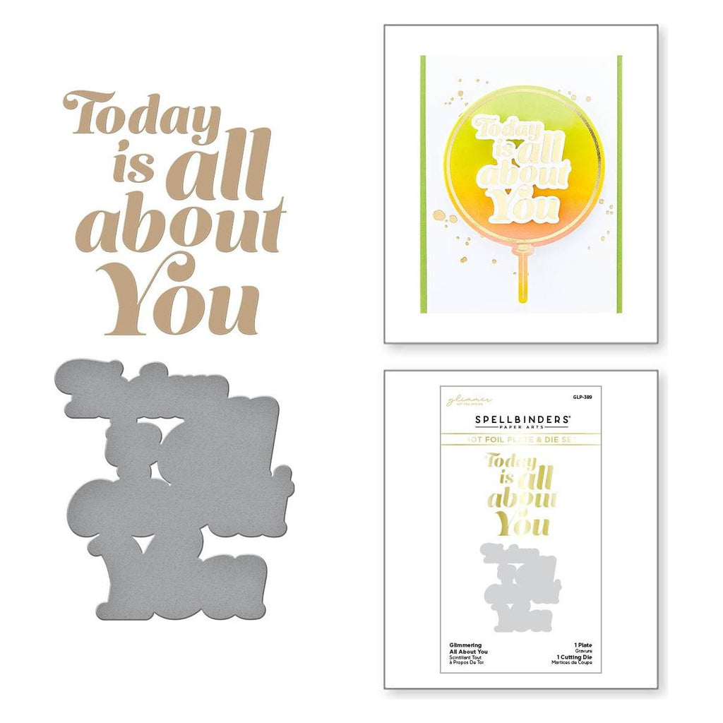 GLP-389 Spellbinders Glimmering All About You Hot Foil Plate and Die Set You