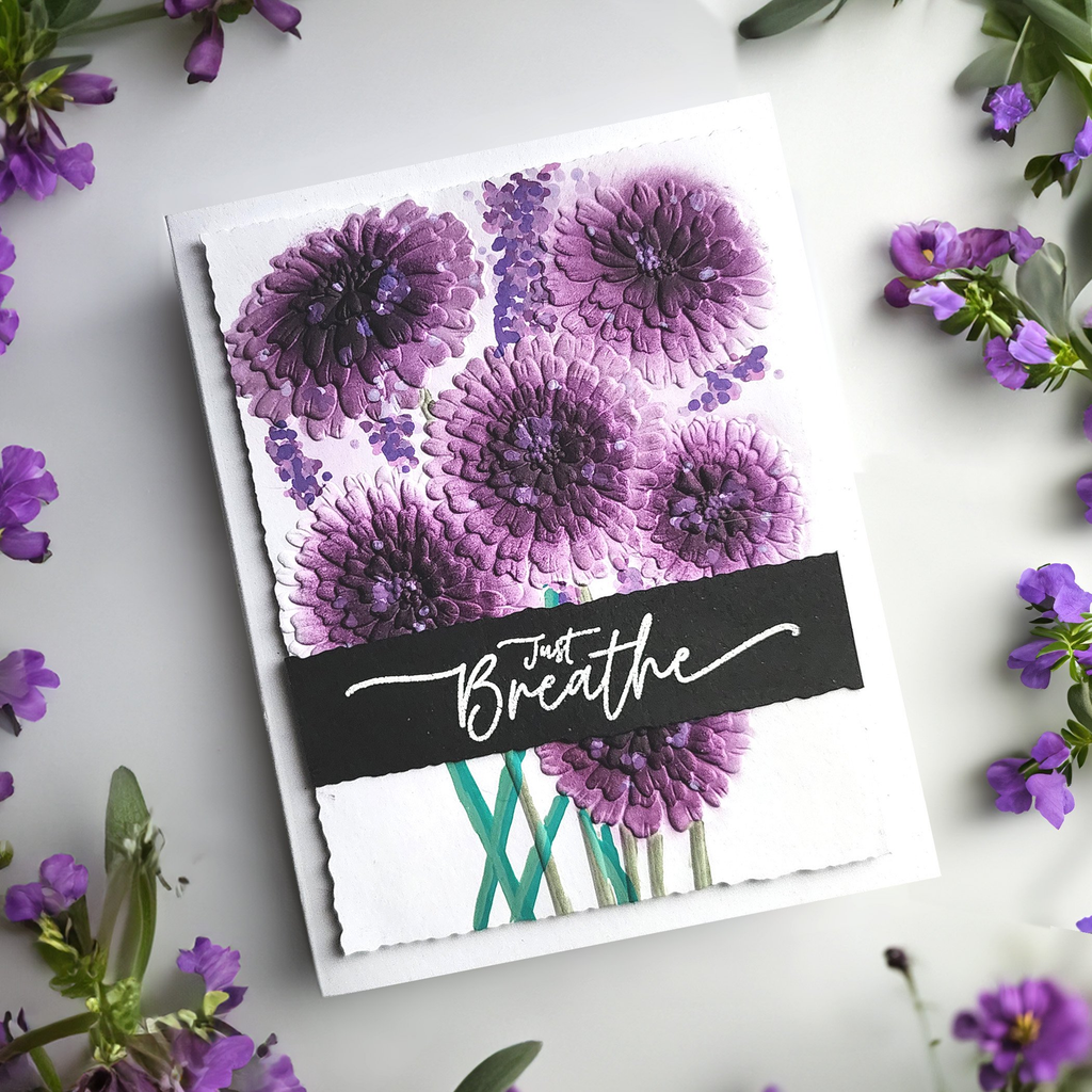 Simon Says Stamp Embossing Folder and Cutting Dies Zippy Zinnias sfd401 Sunny Vibes Just Breathe Card | color-code:ALT02