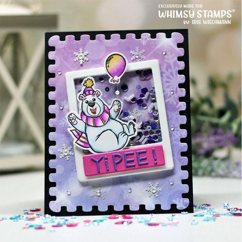 Whimsy Stamps Polar Bear Birthday Clear Stamps khb213 shaker card