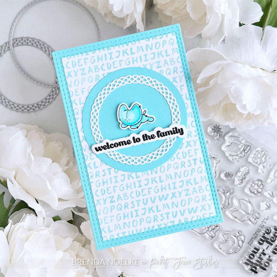 Picket Fence Studios Purr-fect for Me Clear Stamps a-167 welcome to family cat card