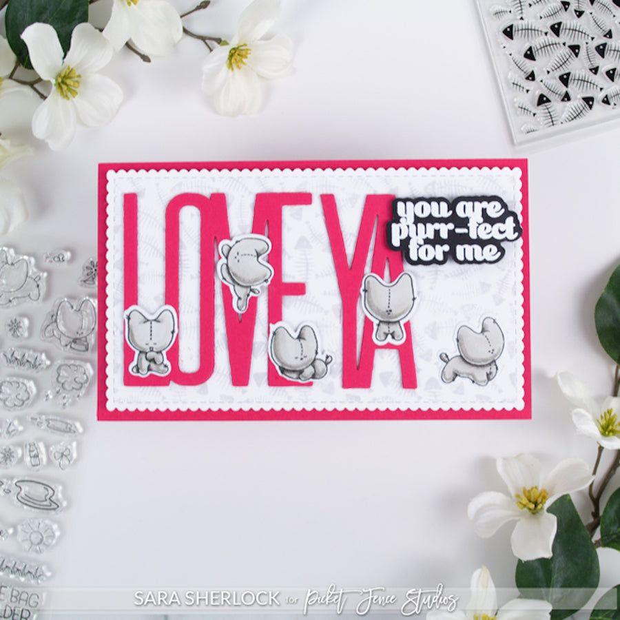 Picket Fence Studios Purr-fect for Me Clear Stamps a-167 love ya cat card