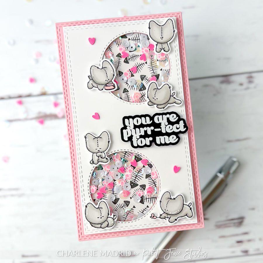 Picket Fence Studios Purr-fect for Me Dies a-167d perfect cat shaker card