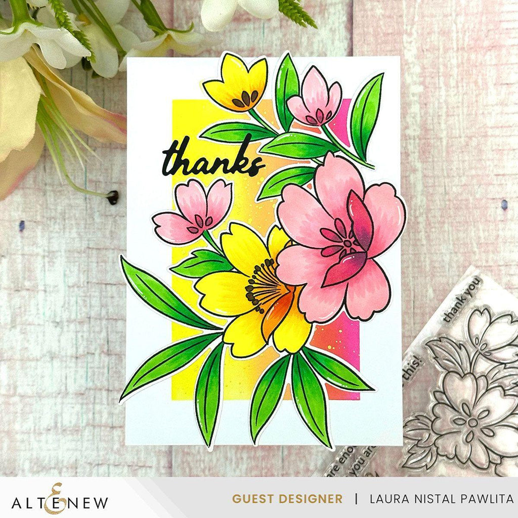 Altenew Playful Flowers Clear Stamps alt8671 thanks