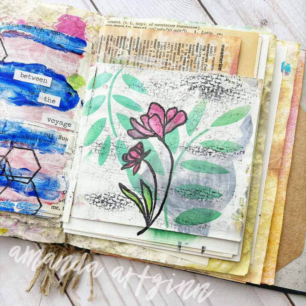 Sweet 'N Sassy Sketched Florals Clear Stamps cws-24-017 Amanda journal page