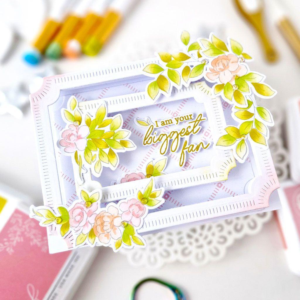 Pinkfresh Studio Vines And Roses Stencils 241324 Biggest Fan Card | color-code:ALT03