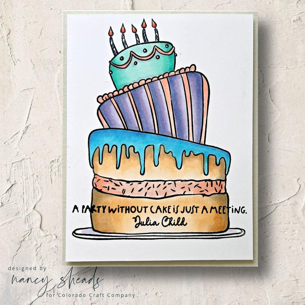 Colorado Craft Company Kris Lauren Eat More Cake Clear Stamp and Die it's a meeting