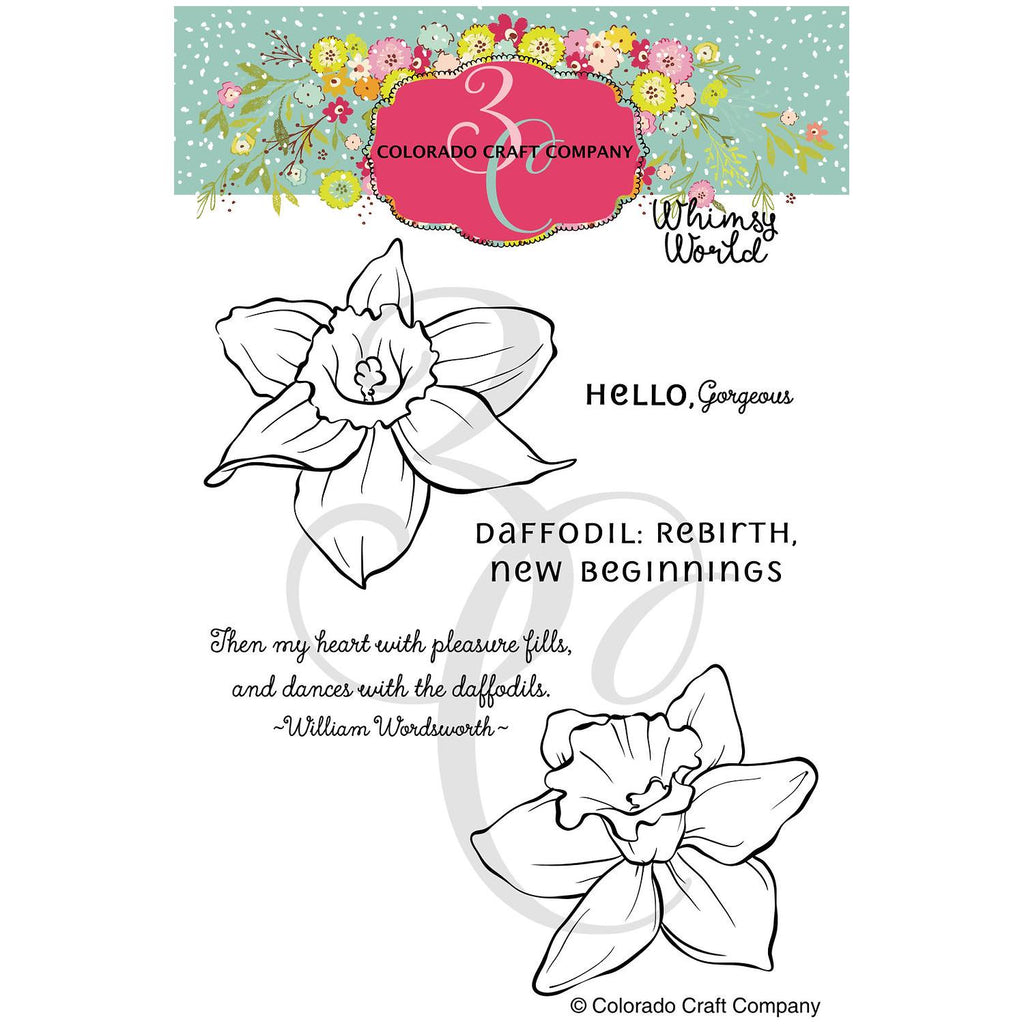 Colorado Craft Company Whimsy World Dancing Daffodils Clear Stamps ww978