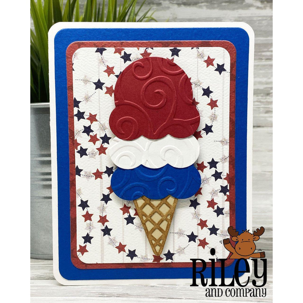 Riley And Company Cut Ups Ice Cream Cones Dies rd606 red white and blue