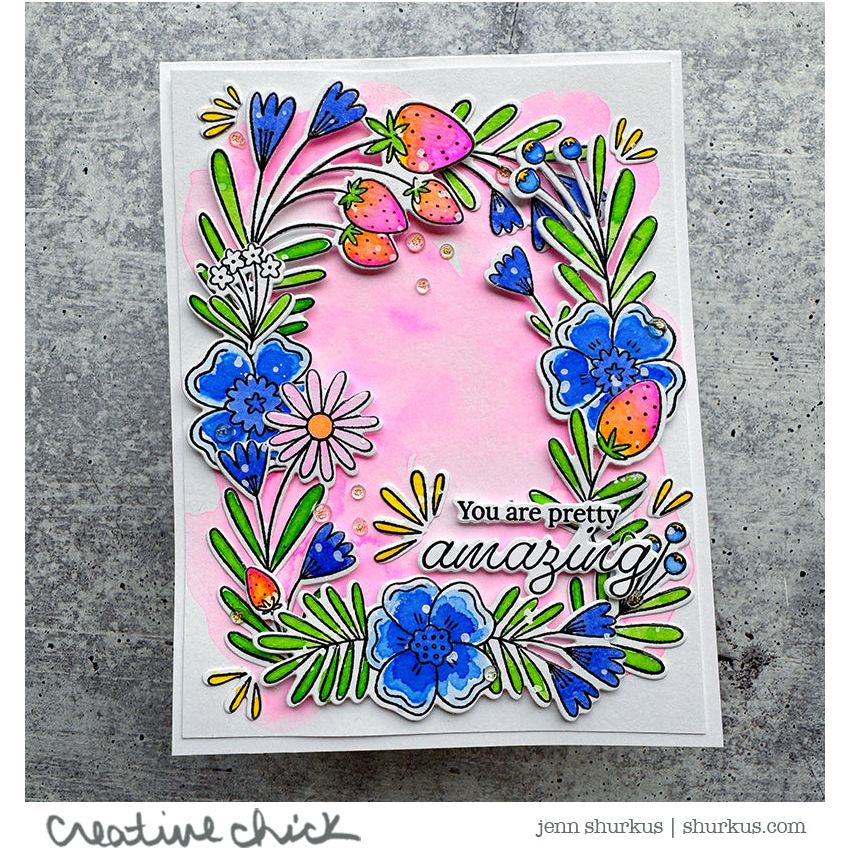 Pinkfresh Studio Berries And Blossoms Bundle You Are Amazing Card | color-code:ALT01