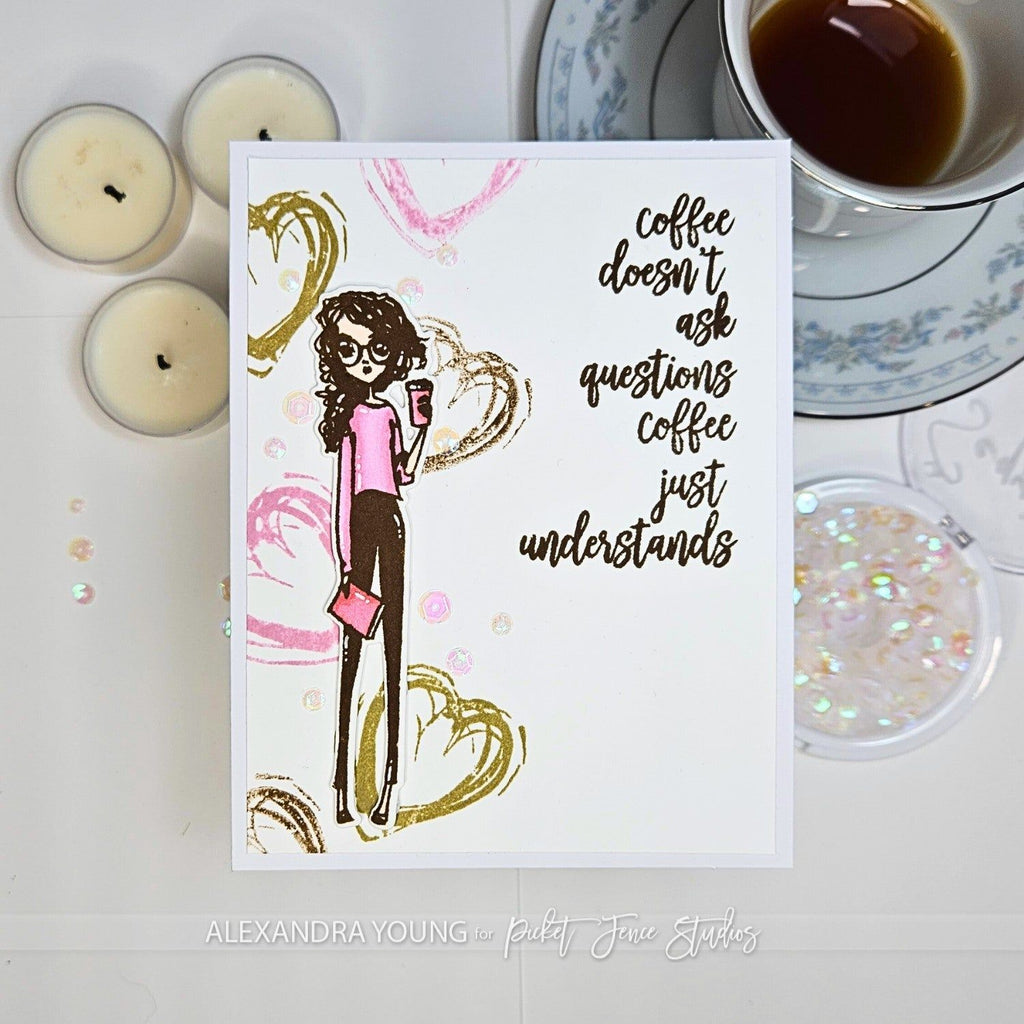 Picket Fence Studios Coffee Understands, Again Clear Stamps bff120 doesn't ask questions