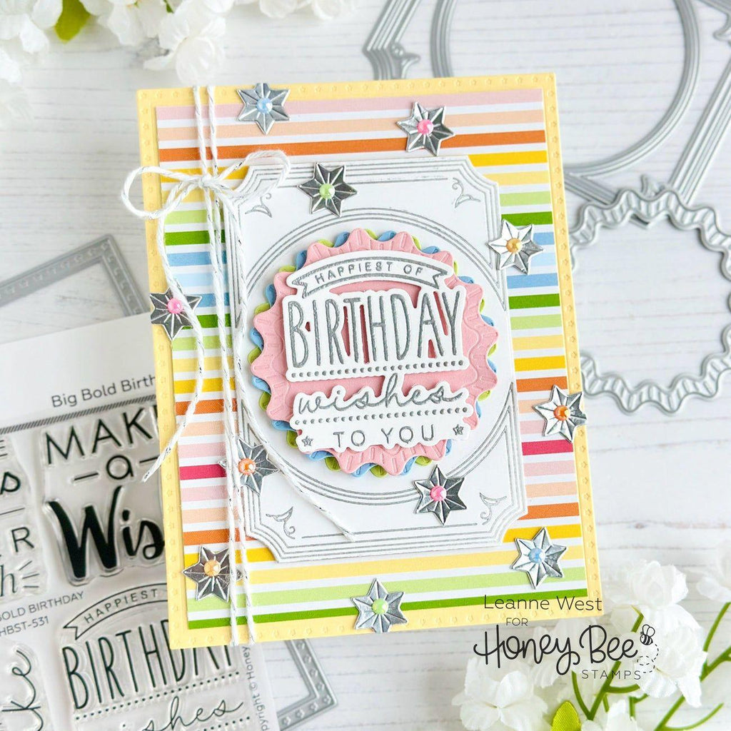 Honey Bee Big Bold Birthday Dies hbds-531 Happiest Wishes Card