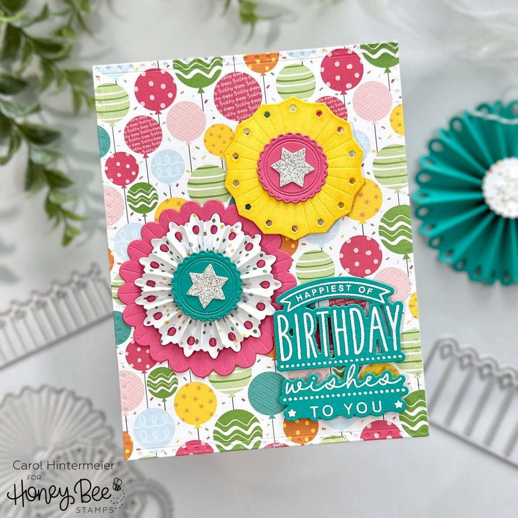 Honey Bee Big Bold Birthday Dies hbds-531 Balloon Wishes Card