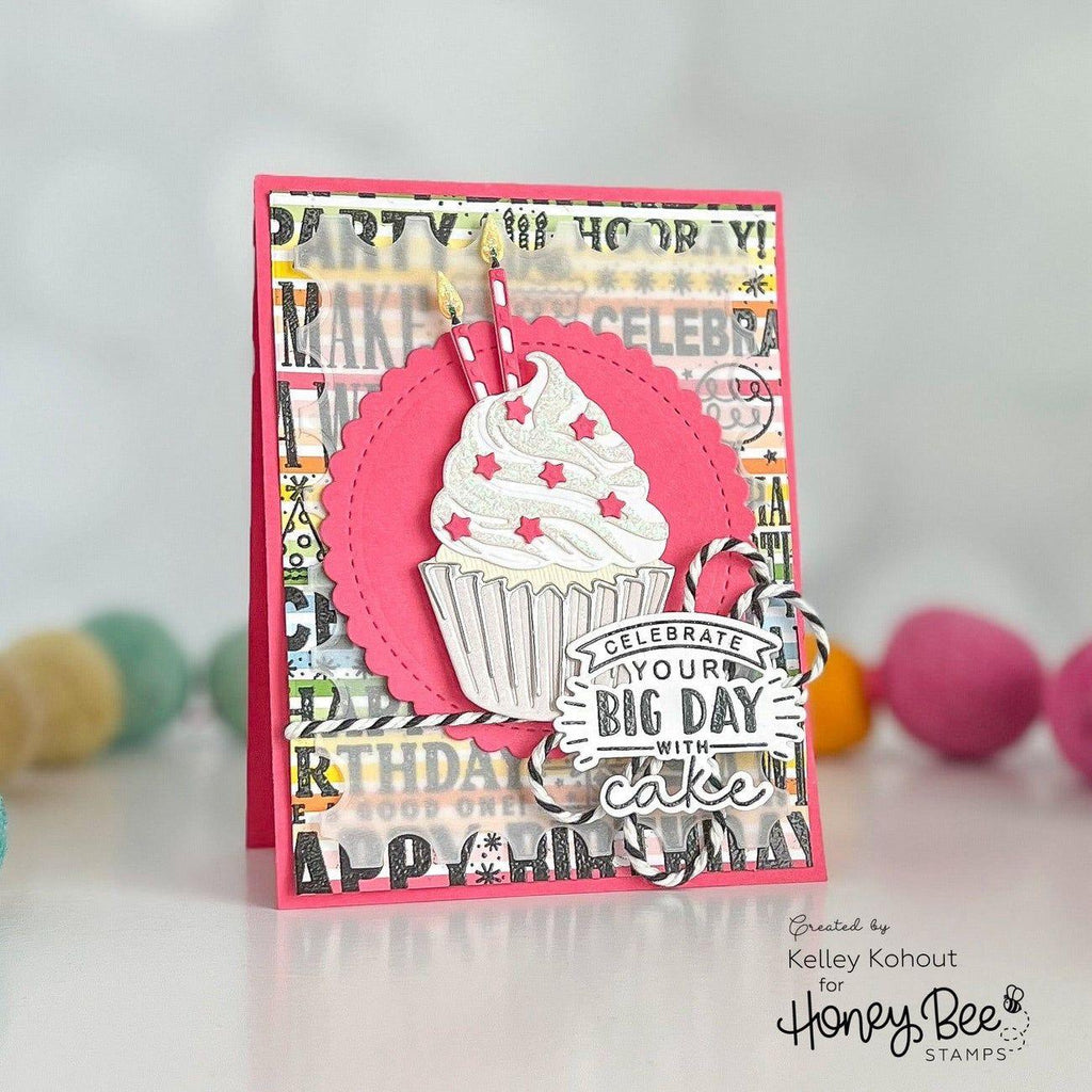 Honey Bee Big Bold Birthday Dies hbds-531 Celebration Cupcake Card