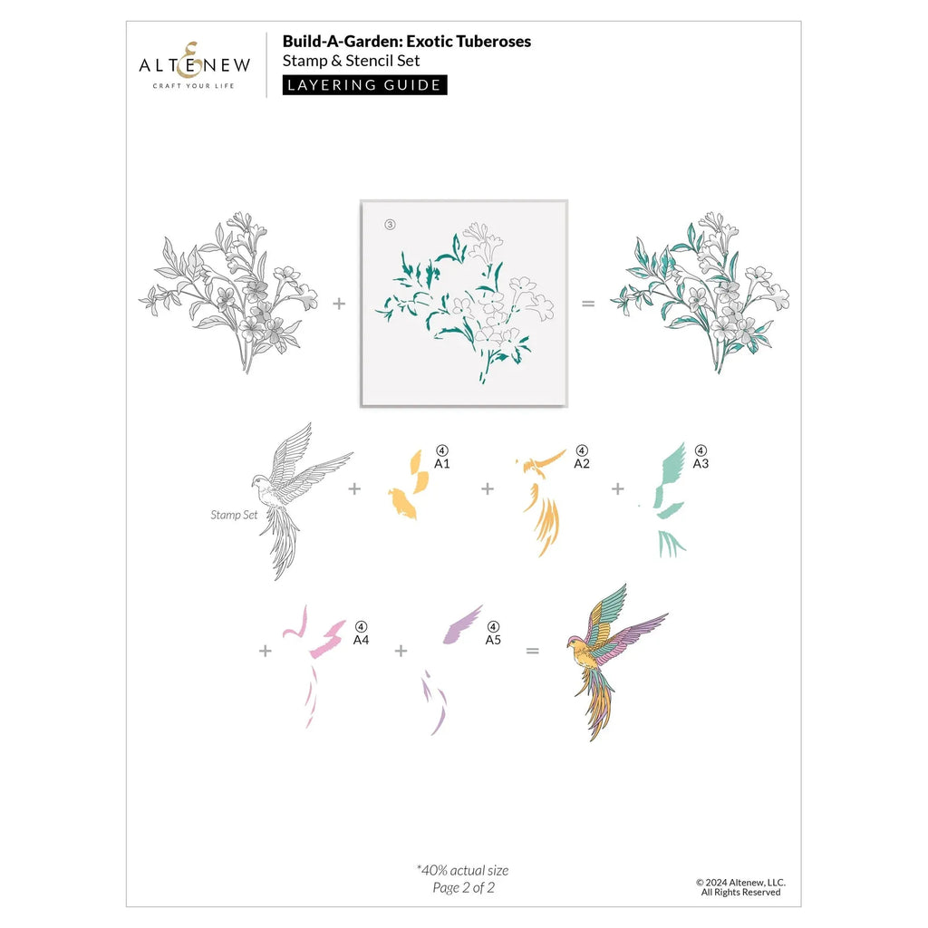 Altenew Build-A-Garden Exotic Tuberose alt10098bn layering guide