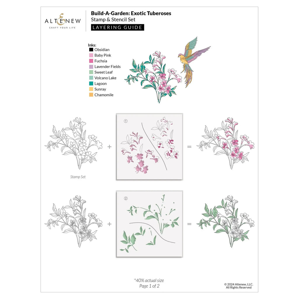 Altenew Build-A-Garden Exotic Tuberose alt10098bn layering guide