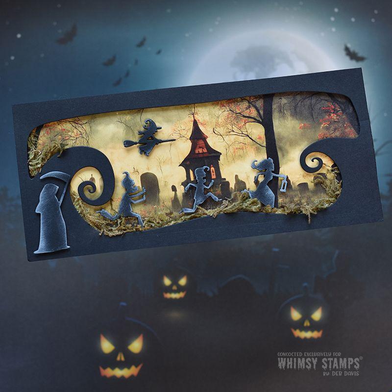 Whimsy Stamps Slimine Nightmares 8.5 x 3.5 Paper Pack wsdps23 cemetary