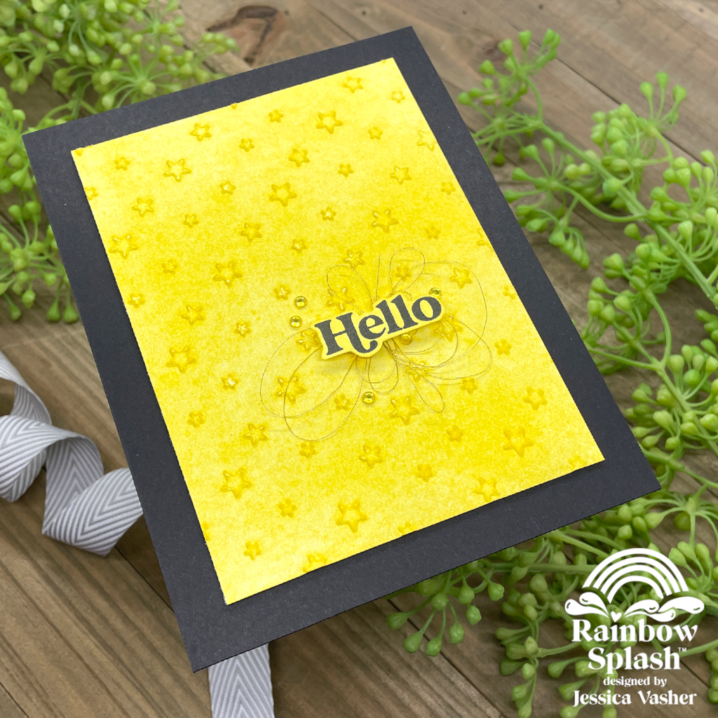 Rainbow Splash Cardstock Canary rsc6 Hello Card