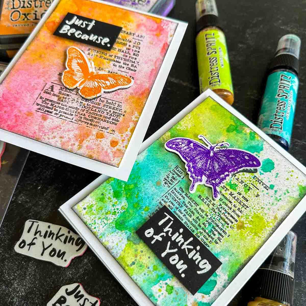 Tim Holtz Fossilized Amber Distress Spritz tdu86314 Botanic Collage Cards | color-code:ALT09